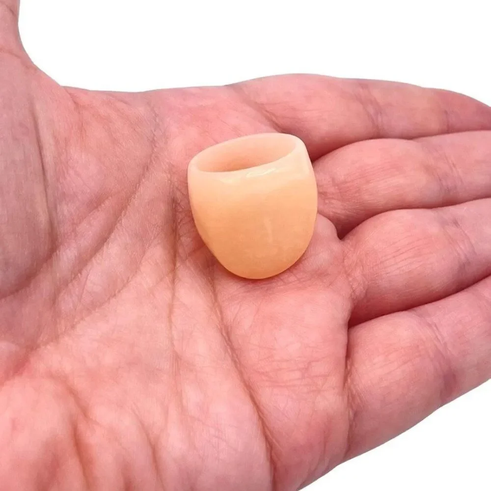 Blush with Yellow Gold Iridescent Glitter Acrylic Oval Chunky Ring Size 7
